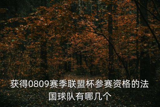 獲得0809賽季聯(lián)盟杯參賽資格的法國球隊有哪幾個