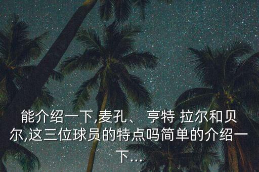 能介紹一下,麥孔、 亨特 拉爾和貝爾,這三位球員的特點(diǎn)嗎簡單的介紹一下...