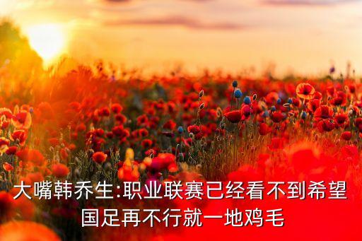 大嘴韓喬生:職業(yè)聯(lián)賽已經(jīng)看不到希望 國足再不行就一地雞毛