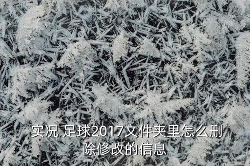  實況 足球2017文件夾里怎么刪除修改的信息