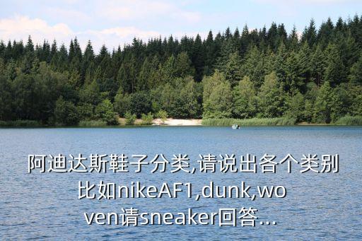  阿迪達斯鞋子分類,請說出各個類別比如nikeAF1,dunk,woven請sneaker回答...