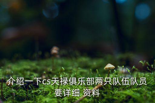 介紹一下cs天祿俱樂部兩只隊伍隊員要詳細(xì) 資料