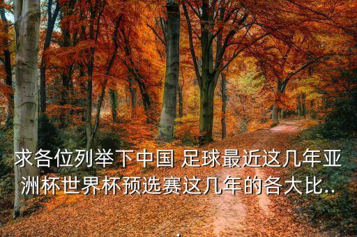 求各位列舉下中國(guó) 足球最近這幾年亞洲杯世界杯預(yù)選賽這幾年的各大比...
