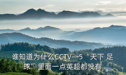 誰(shuí)知道為什么CCTV—5“天下 足球”里面一點(diǎn)英超都沒(méi)有