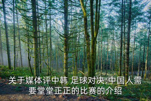 關(guān)于媒體評(píng)中韓 足球?qū)Q:中國(guó)人需要堂堂正正的比賽的介紹
