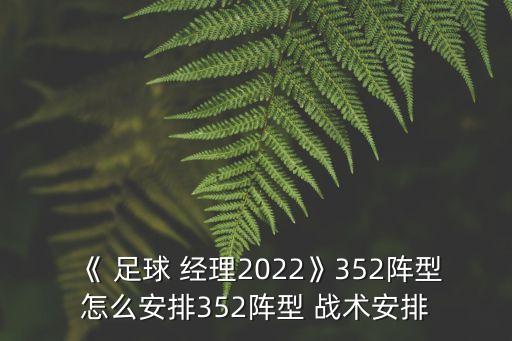 《 足球 經(jīng)理2022》352陣型怎么安排352陣型 戰(zhàn)術(shù)安排