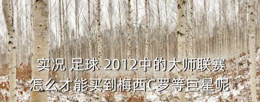  實(shí)況 足球 2012中的大師聯(lián)賽怎么才能買到梅西C羅等巨星呢