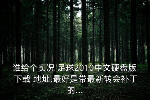 誰給個(gè)實(shí)況 足球2010中文硬盤版 下載 地址,最好是帶最新轉(zhuǎn)會(huì)補(bǔ)丁的...