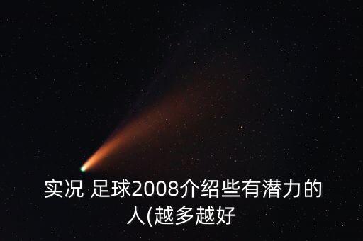  實(shí)況 足球2008介紹些有潛力的人(越多越好