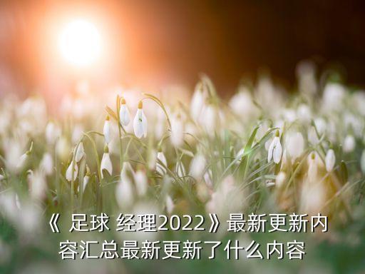 《 足球 經(jīng)理2022》最新更新內容匯總最新更新了什么內容