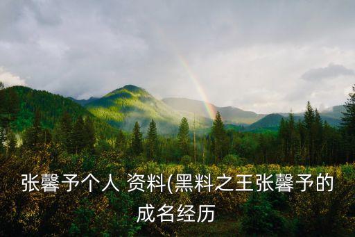 張馨予個(gè)人 資料(黑料之王張馨予的成名經(jīng)歷