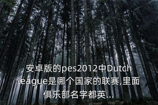 安卓版的pes2012中Dutchleague是哪個(gè)國家的聯(lián)賽,里面俱樂(lè )部名字都英...