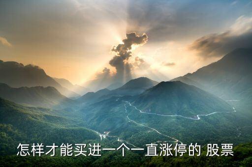 怎樣才能買進(jìn)一個一直漲停的 股票