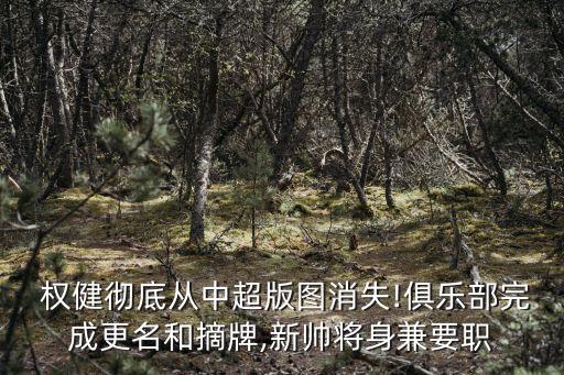  權健徹底從中超版圖消失!俱樂部完成更名和摘牌,新帥將身兼要職