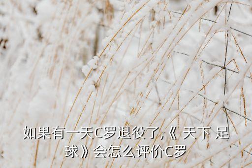 如果有一天C羅退役了,《 天下 足球》會(huì)怎么評(píng)價(jià)C羅