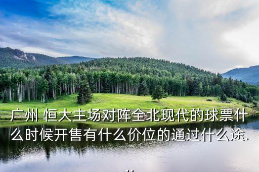 廣州 恒大主場對陣全北現(xiàn)代的球票什么時候開售有什么價位的通過什么途...