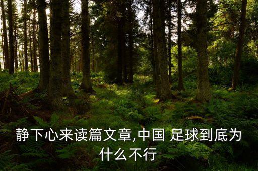 靜下心來讀篇文章,中國 足球到底為什么不行