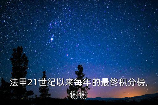法甲21世紀(jì)以來每年的最終積分榜,謝謝