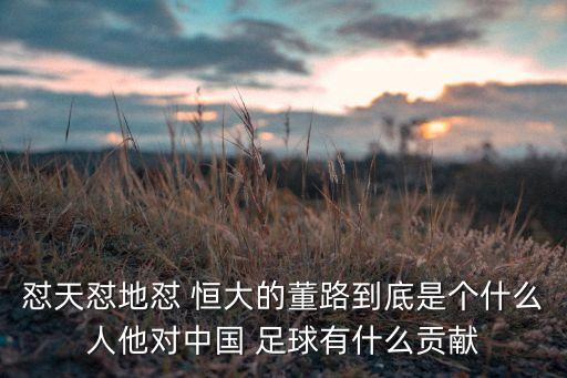 懟天懟地懟 恒大的董路到底是個什么人他對中國 足球有什么貢獻