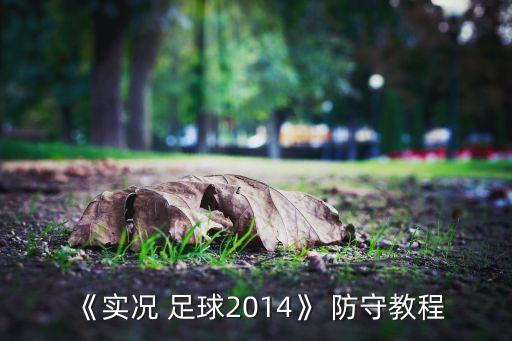 《實況 足球2014》 防守教程