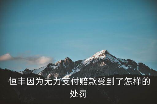  恒豐因為無(wú)力支付賠款受到了怎樣的處罰