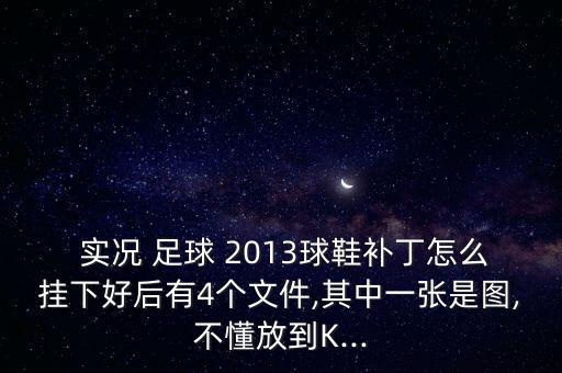  實(shí)況 足球 2013球鞋補丁怎么掛下好后有4個(gè)文件,其中一張是圖,不懂放到K...