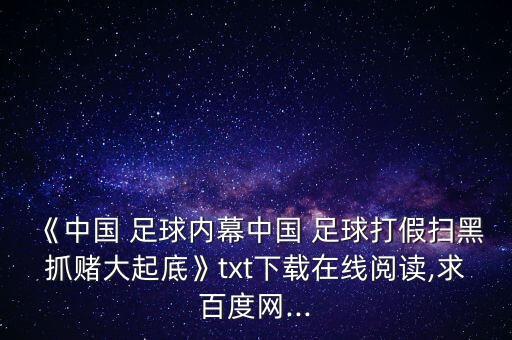 《中國(guó) 足球內(nèi)幕中國(guó) 足球打假掃黑抓賭大起底》txt下載在線閱讀,求百度網(wǎng)...