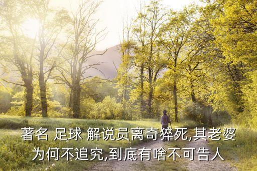 著名 足球 解說員離奇猝死,其老婆為何不追究,到底有啥不可告人