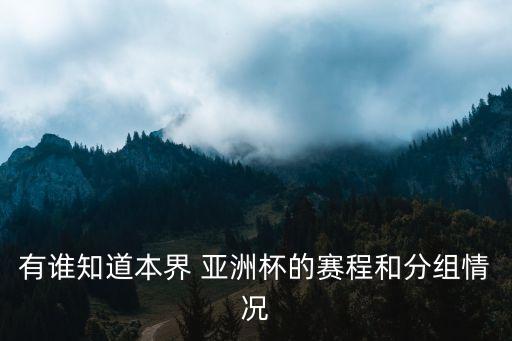 有誰知道本界 亞洲杯的賽程和分組情況