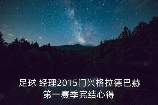  足球 經(jīng)理2015門興格拉德巴赫第一賽季完結(jié)心得