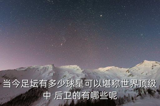 當(dāng)今足壇有多少球星可以堪稱世界頂級中 后衛(wèi)的有哪些呢