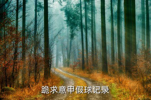跪求意甲假球記錄