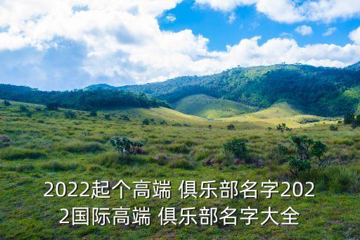 2022起個高端 俱樂部名字2022國際高端 俱樂部名字大全