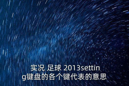  實況 足球 2013setting鍵盤的各個鍵代表的意思