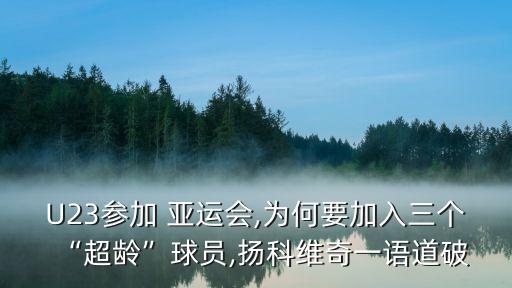 U23參加 亞運會,為何要加入三個“超齡”球員,揚科維奇一語道破