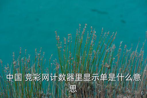 中國(guó) 競(jìng)彩網(wǎng)計(jì)數(shù)器里顯示單是什么意思