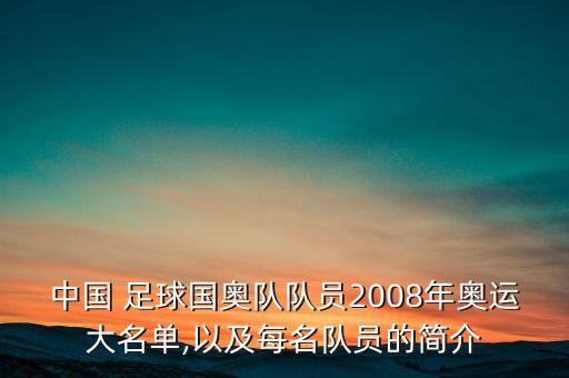 中國 足球國奧隊(duì)隊(duì)員2008年奧運(yùn)大名單,以及每名隊(duì)員的簡(jiǎn)介