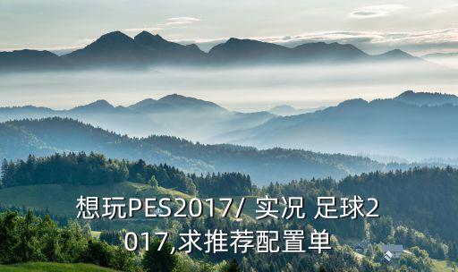 想玩PES2017/ 實況 足球2017,求推薦配置單