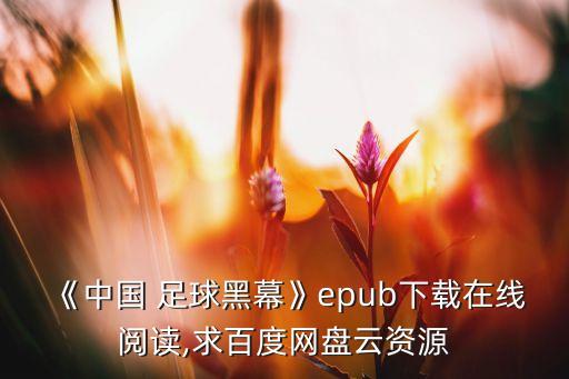 《中國 足球黑幕》epub下載在線閱讀,求百度網(wǎng)盤云資源