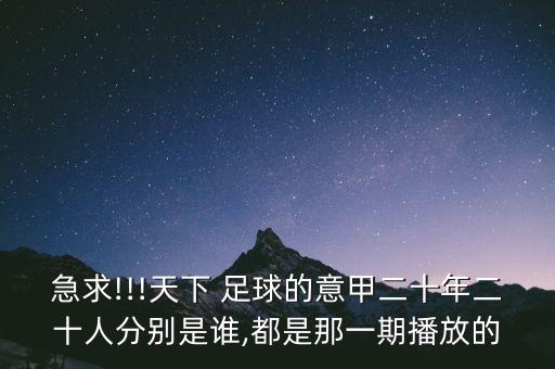 急求!!!天下 足球的意甲二十年二十人分別是誰,都是那一期播放的