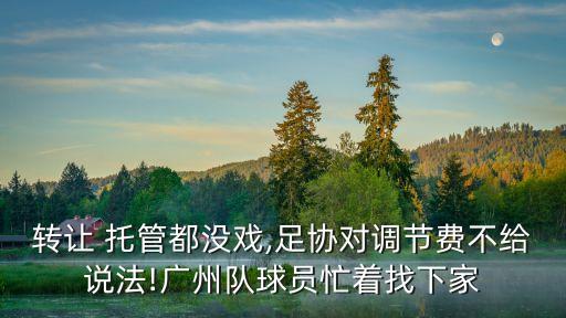 轉(zhuǎn)讓 托管都沒(méi)戲,足協(xié)對(duì)調(diào)節(jié)費(fèi)不給說(shuō)法!廣州隊(duì)球員忙著找下家