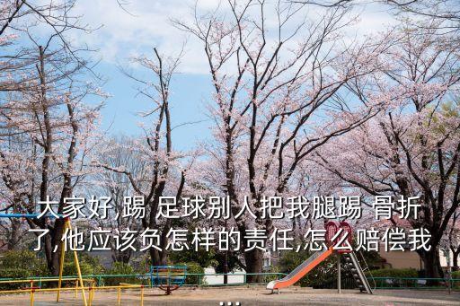 大家好,踢 足球別人把我腿踢 骨折了,他應該負怎樣的責任,怎么賠償我...