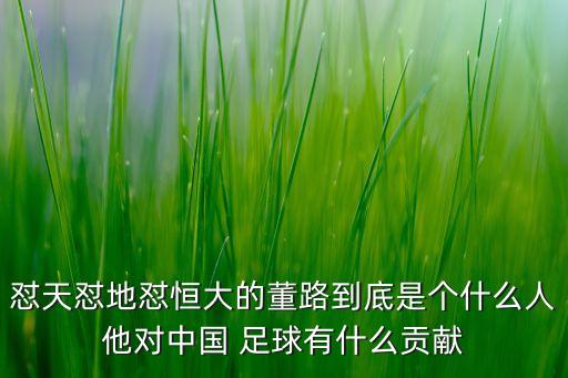懟天懟地懟恒大的董路到底是個(gè)什么人他對(duì)中國(guó) 足球有什么貢獻(xiàn)