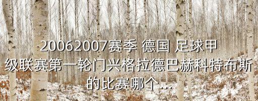 20062007賽季 德國(guó) 足球甲級(jí)聯(lián)賽第一輪門興格拉德巴赫科特布斯的比賽哪個(gè)...