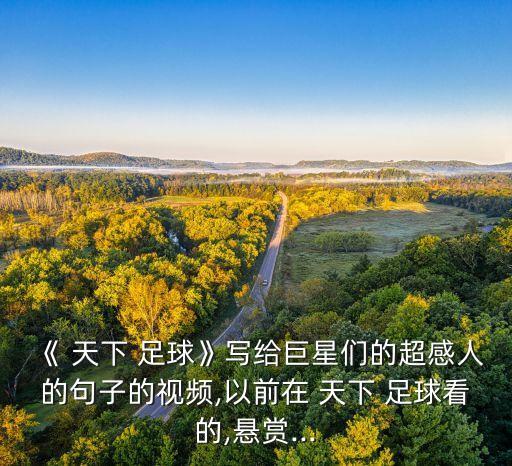 《 天下 足球》寫給巨星們的超感人的句子的視頻,以前在 天下 足球看的,懸賞...