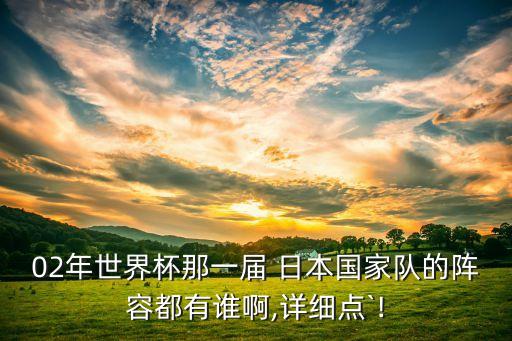 02年世界杯那一屆 日本國家隊的陣容都有誰啊,詳細點`!