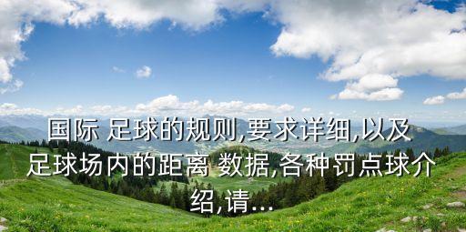 國際 足球的規(guī)則,要求詳細,以及 足球場內(nèi)的距離 數(shù)據(jù),各種罰點球介紹,請...