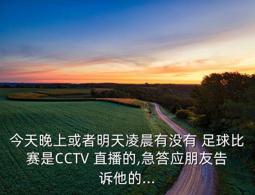 今天晚上或者明天凌晨有沒(méi)有 足球比賽是CCTV 直播的,急答應朋友告訴他的...