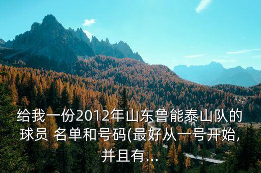 給我一份2012年山東魯能泰山隊的球員 名單和號碼(最好從一號開始,并且有...
