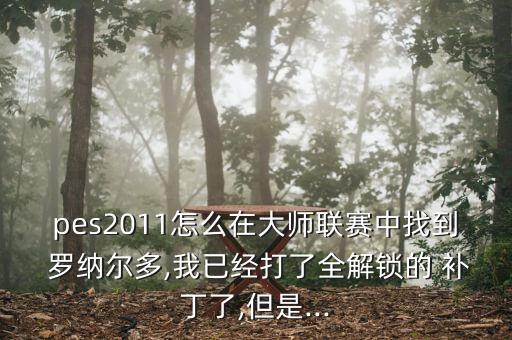 pes2011怎么在大師聯(lián)賽中找到 羅納爾多,我已經(jīng)打了全解鎖的 補丁了,但是...
